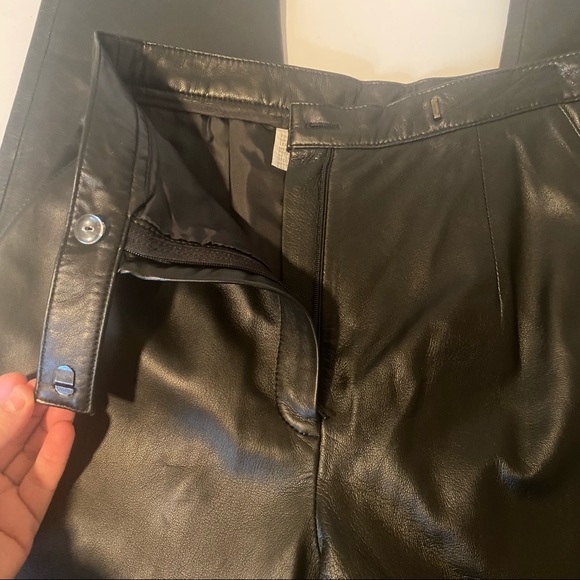 High waisted Black Leather Pants - Size 6 Petite - Picture 2 of 8